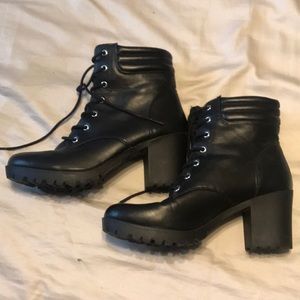 Black Heeled Combat Boots